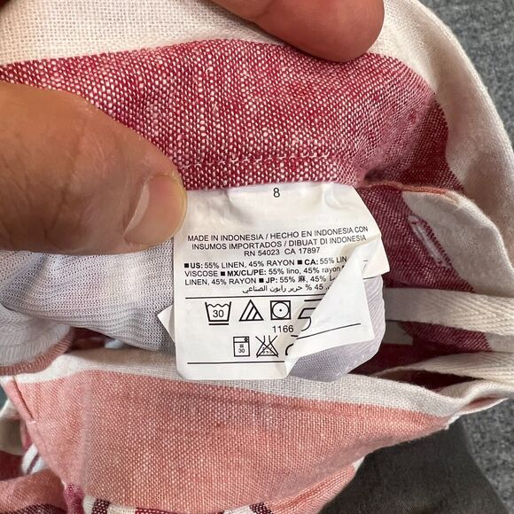 Old Navy Short Womens 8 Multi Linen Blend Drawstring Mid Rise Pockets Stripe - Picture 9 of 12